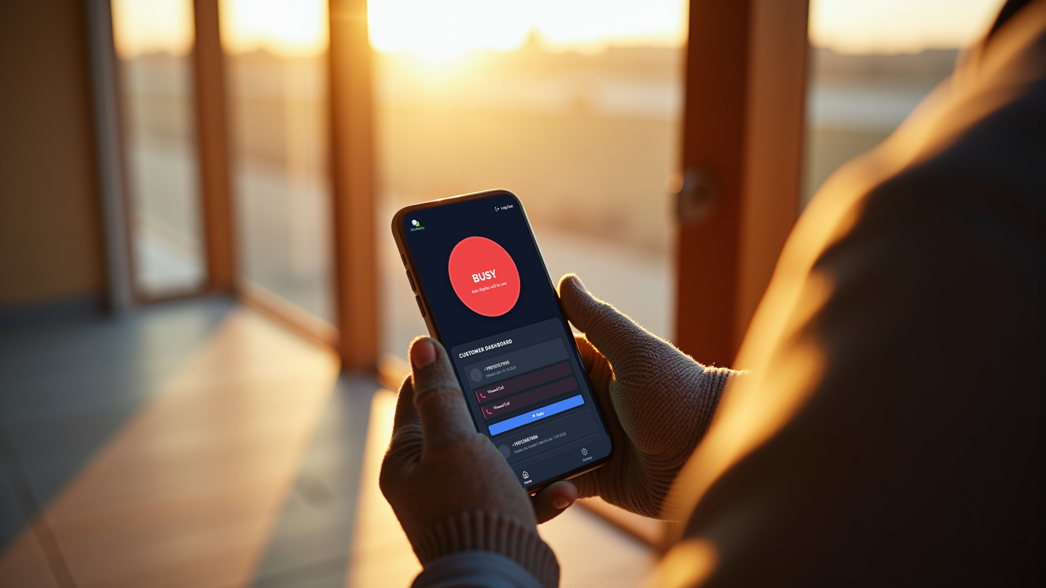 Customer holding phone