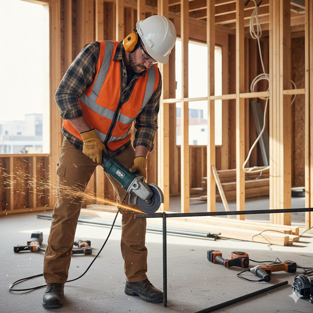 Contractor using a circular saw